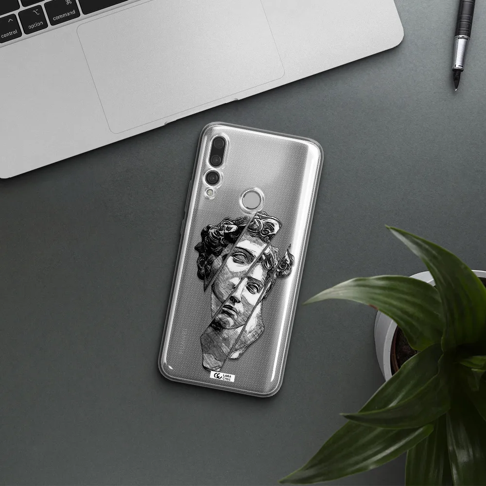 a drawing of a head of a man Huawei Y9 Prime 2019 Clear TPU Case