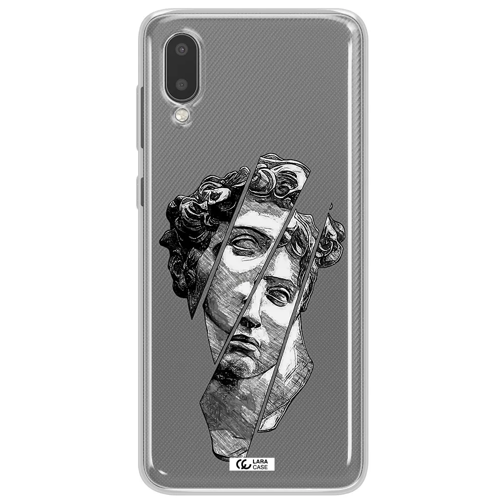 a drawing of a head of a man Samsung A02 Clear TPU Case