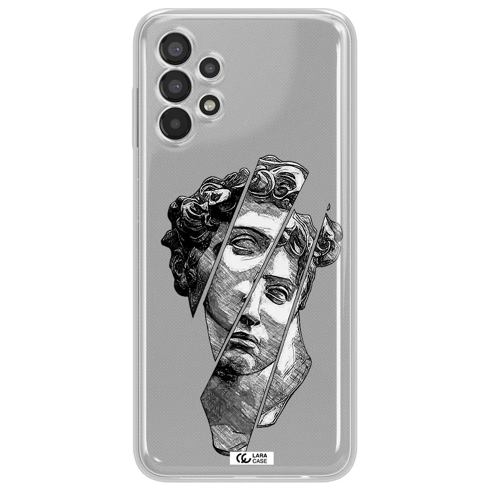a drawing of a head of a man Samsung A13 Clear TPU Case