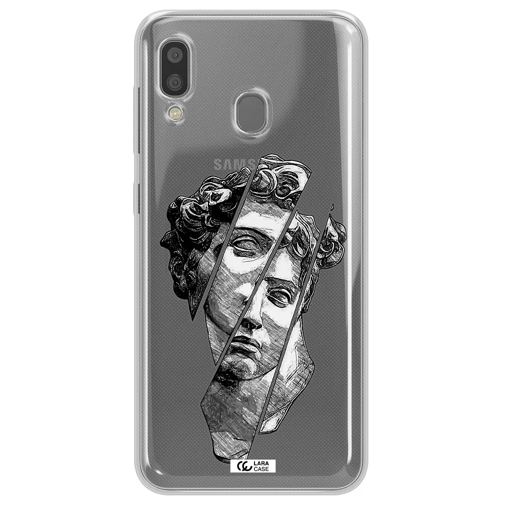 a drawing of a head of a man Samsung A20 Clear TPU Case