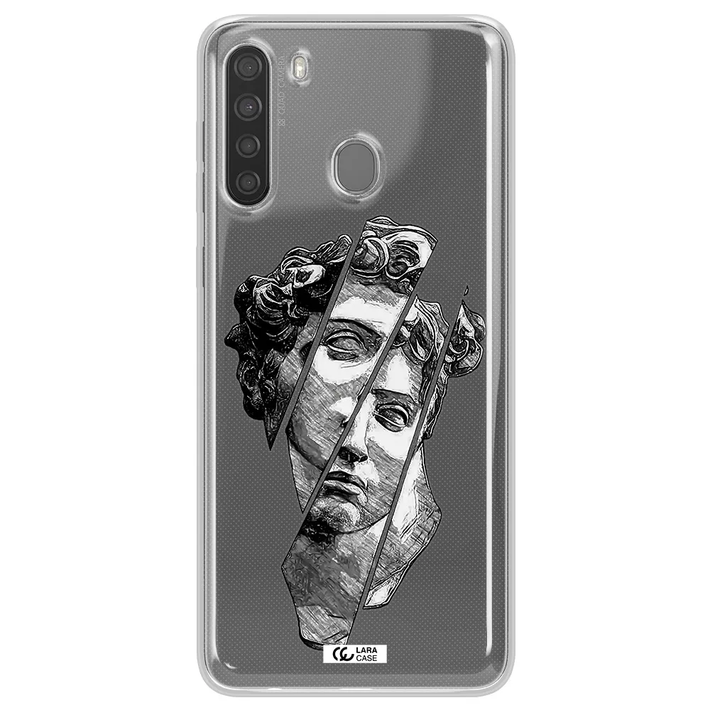 a drawing of a head of a man Samsung A21 Clear TPU Case