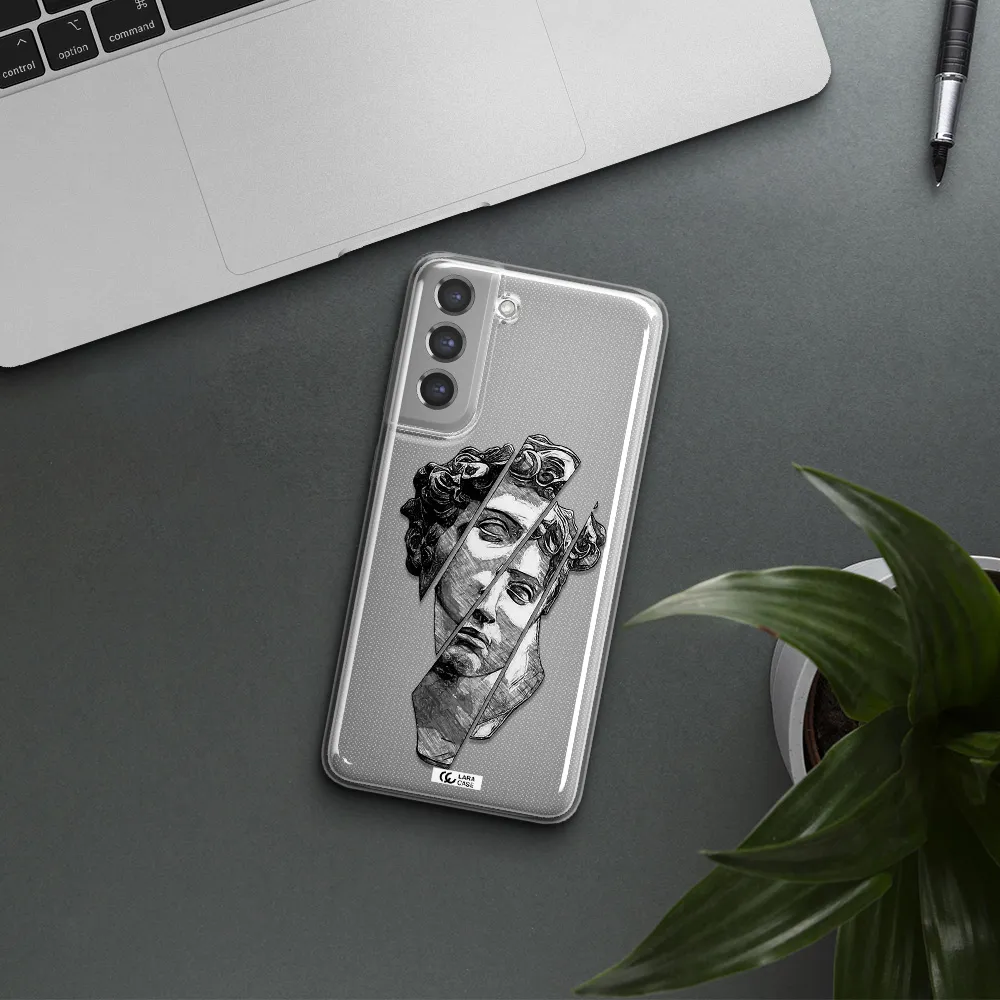 a drawing of a head of a man Samsung A21 Fe Clear TPU Case