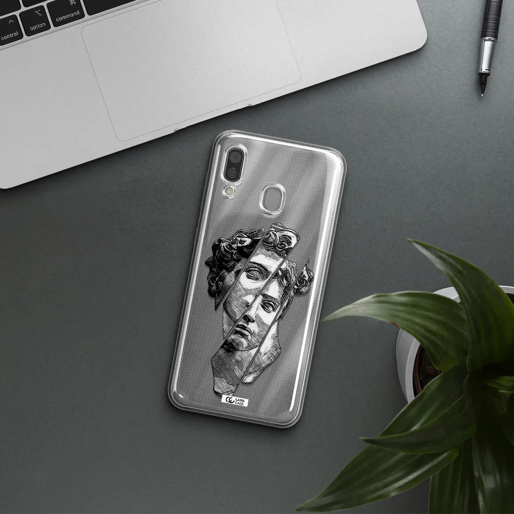 a drawing of a head of a man Samsung A30 Clear TPU Case