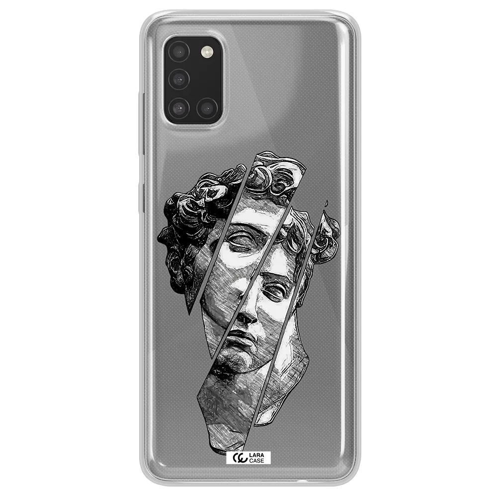 a drawing of a head of a man Samsung A31 Clear TPU Case