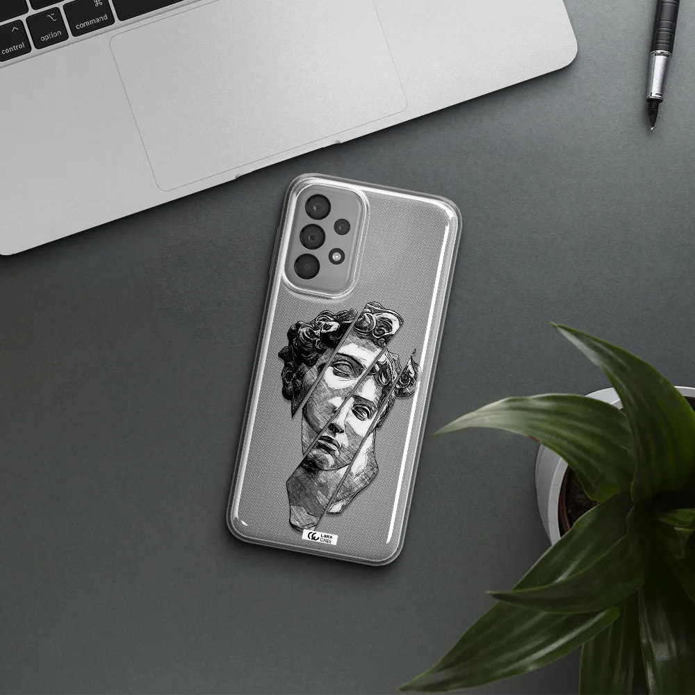 a drawing of a head of a man Samsung A33 Clear TPU Case