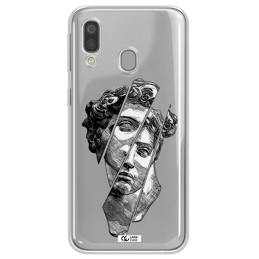 a drawing of a head of a man Samsung A40 Clear TPU Case