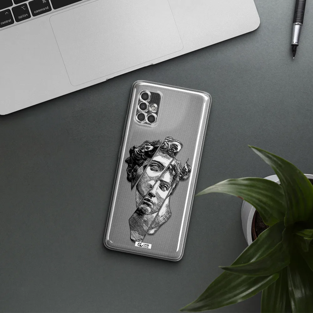 A Drawing Of A Head Of A Man Samsung A40S Clear Tpu Case
