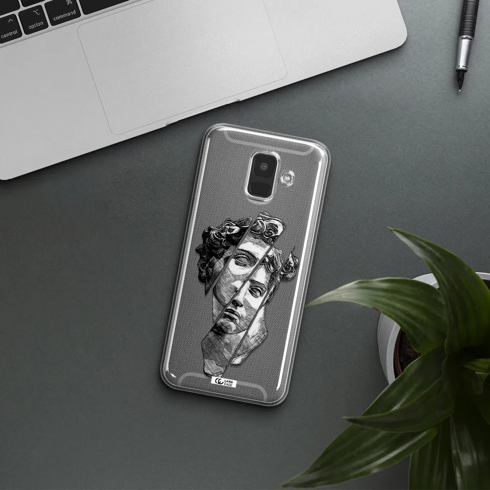 a drawing of a head of a man Samsung A6 Clear TPU Case