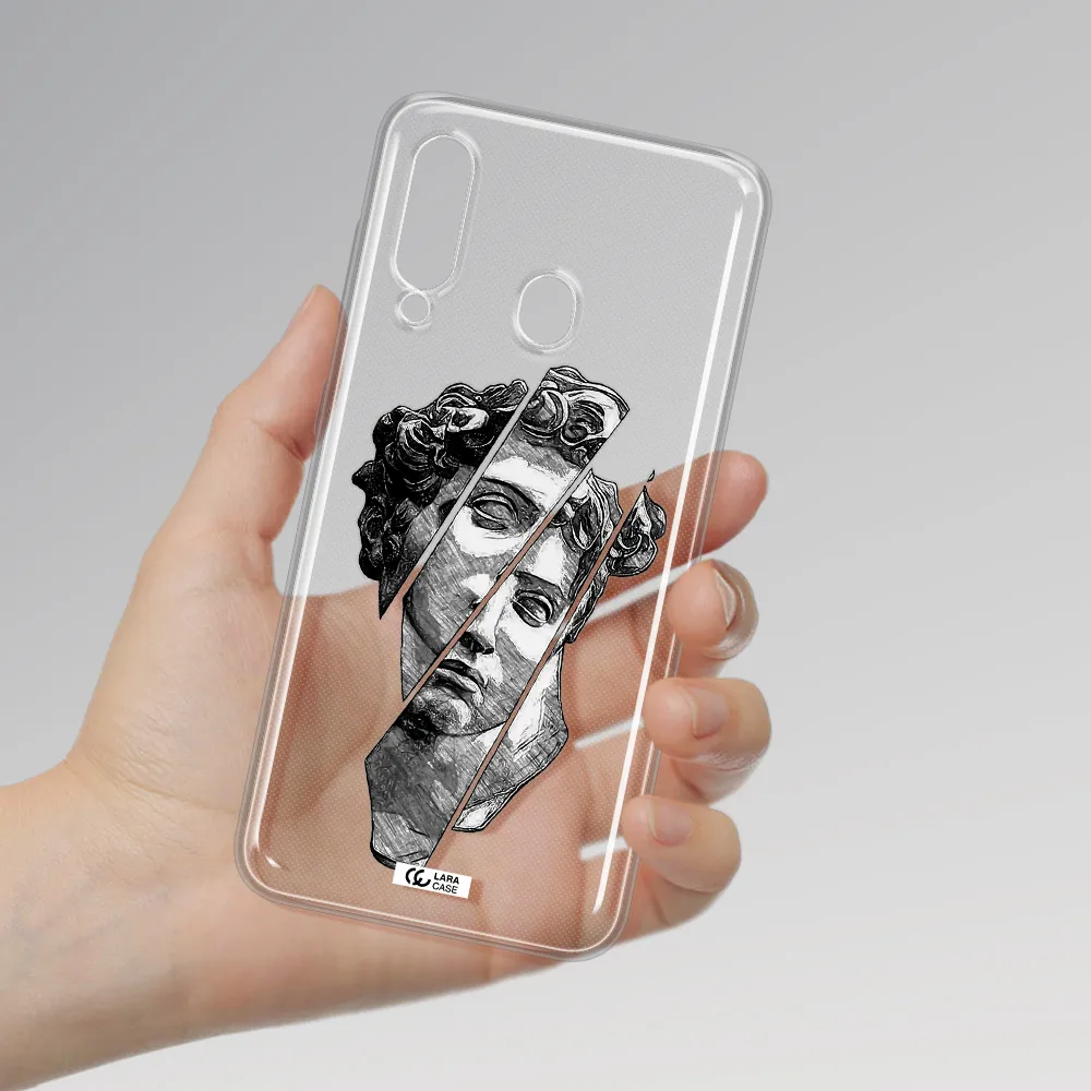 a drawing of a head of a man Samsung A60 Clear TPU Case