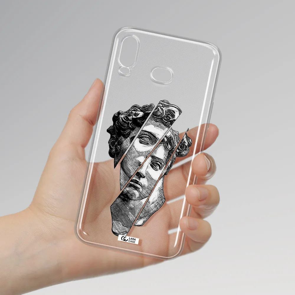 a drawing of a head of a man Samsung A6S Clear TPU Case