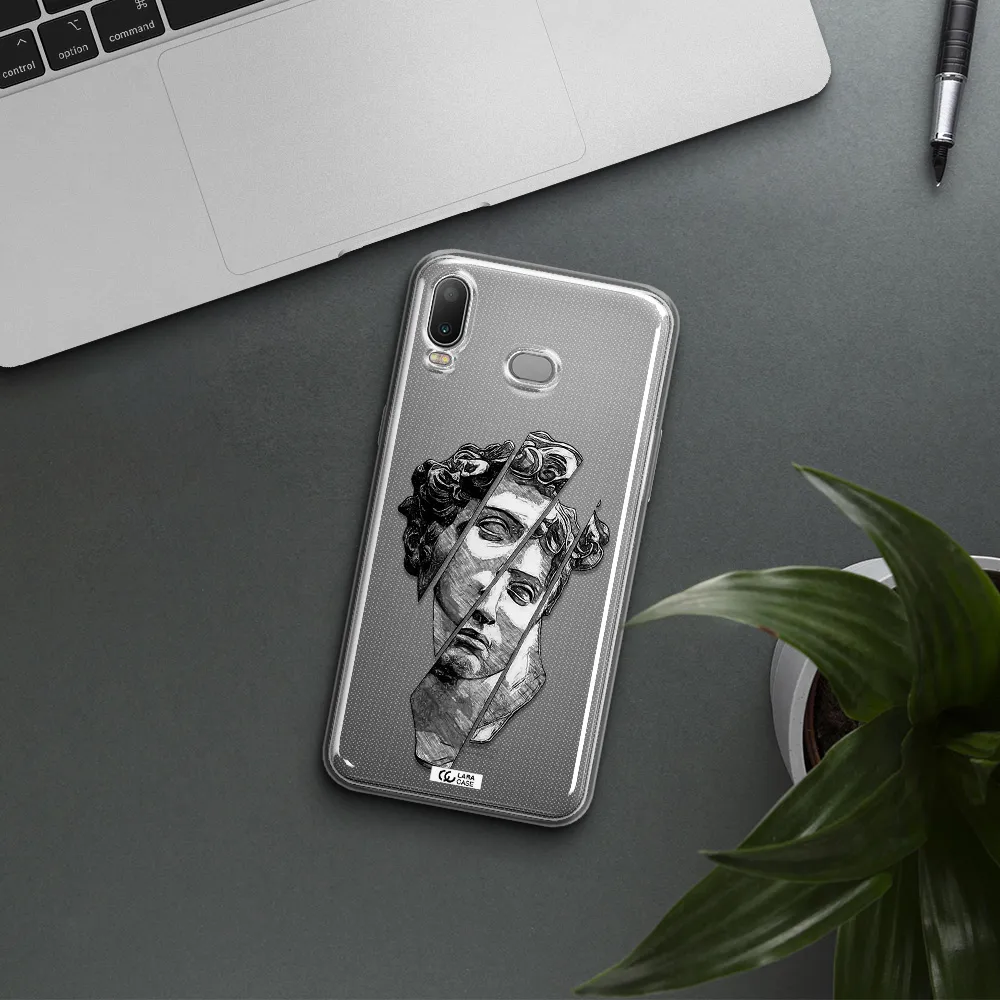 a drawing of a head of a man Samsung A6S Clear TPU Case