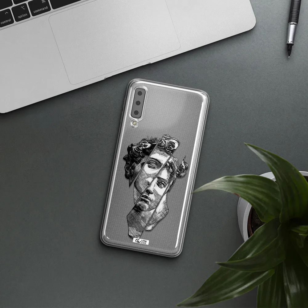a drawing of a head of a man Samsung A7 2018 Clear TPU Case