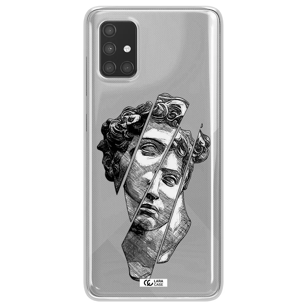 a drawing of a head of a man Samsung A71 Clear TPU Case