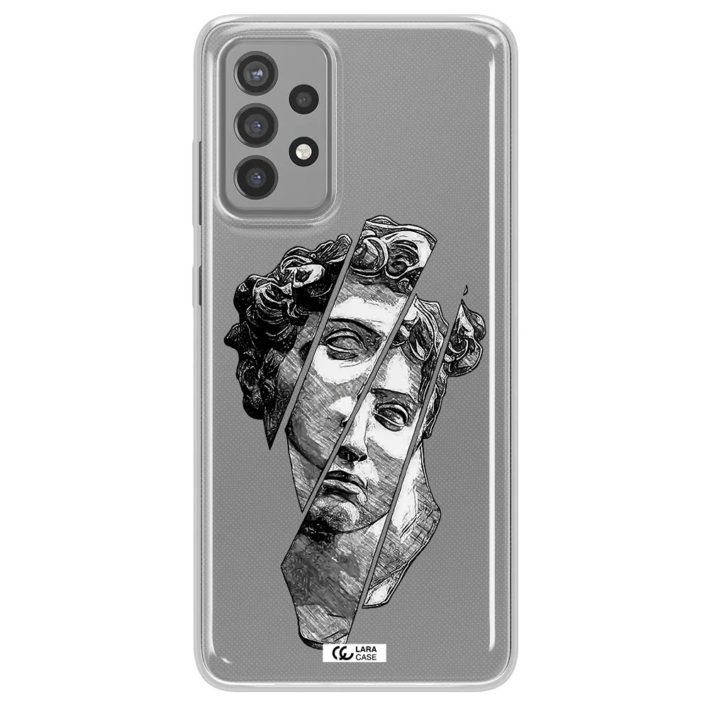 a drawing of a head of a man Samsung A72 Clear TPU Case