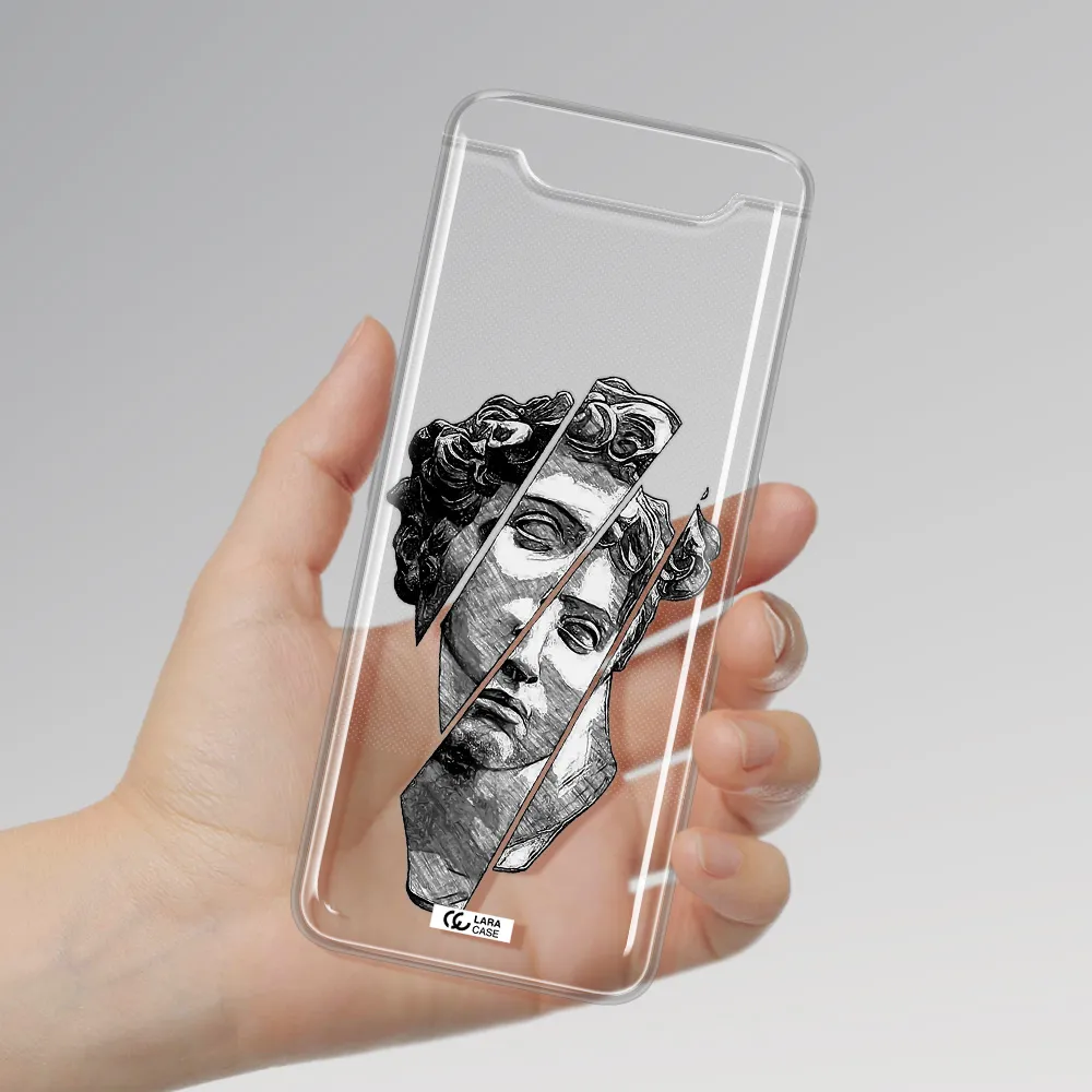 a drawing of a head of a man Samsung A80 Clear TPU Case
