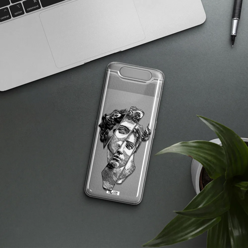 a drawing of a head of a man Samsung A80 Clear TPU Case
