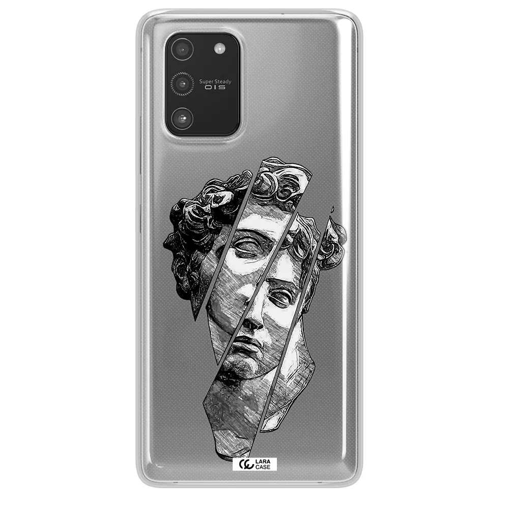 a drawing of a head of a man Samsung A91 Clear TPU Case