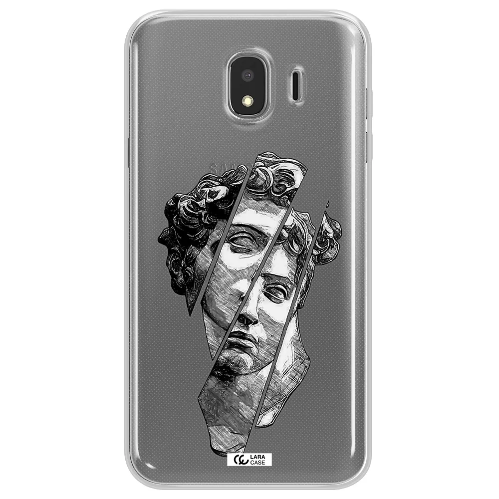 a drawing of a head of a man Samsung J4 Clear TPU Case