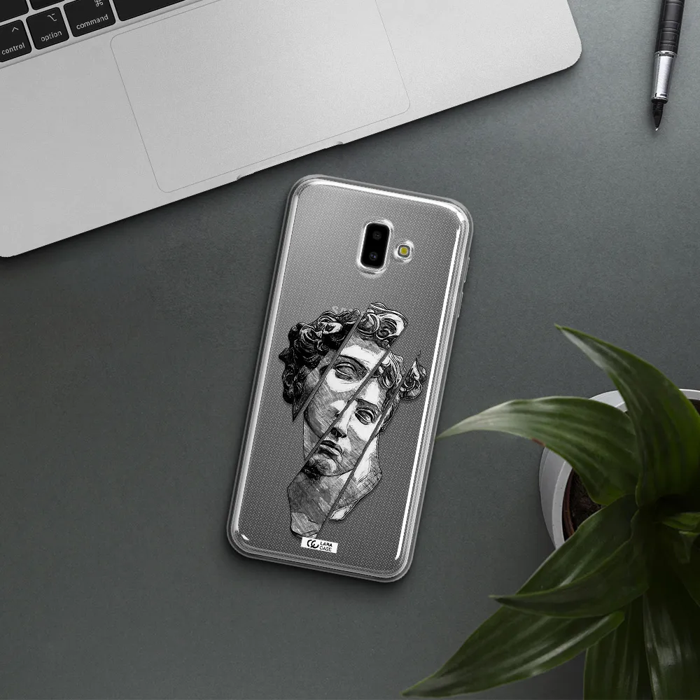 a drawing of a head of a man Samsung J6 Plus Clear TPU Case