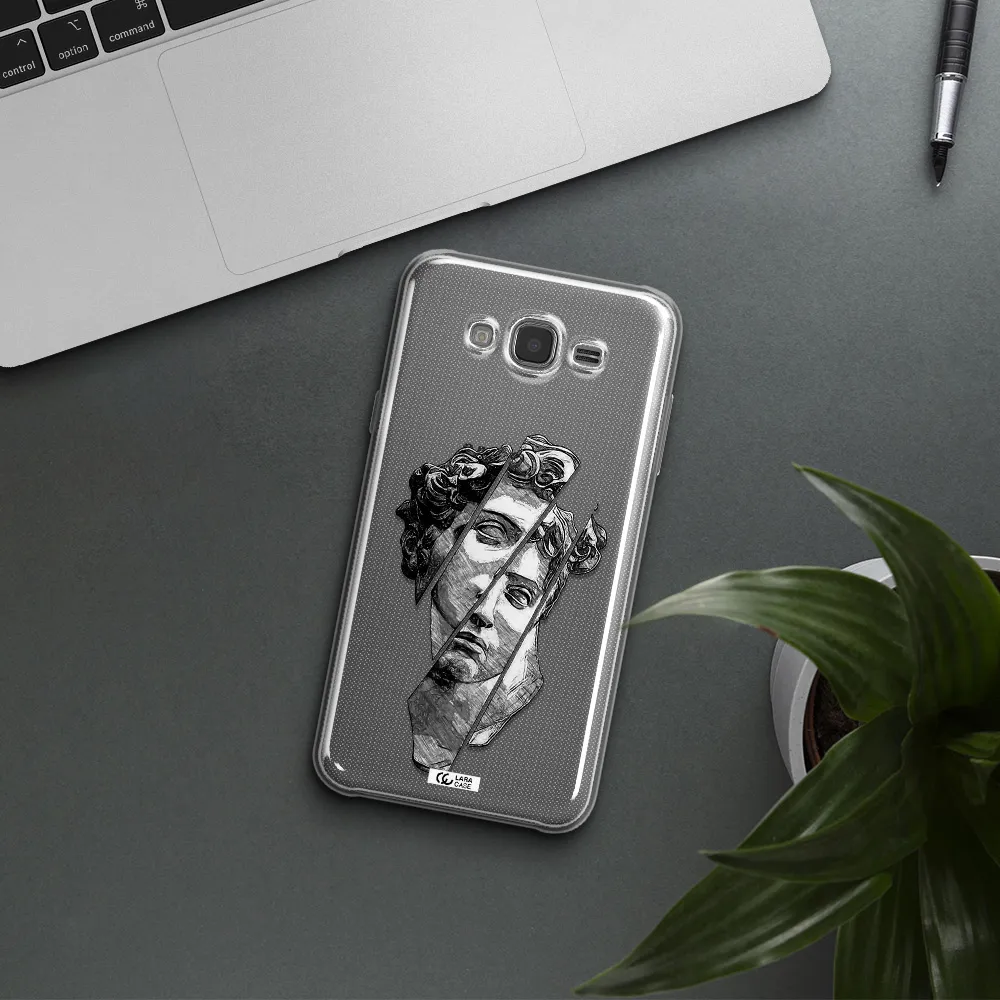 a drawing of a head of a man Samsung J7 Clear TPU Case