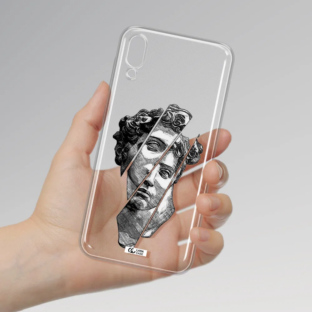a drawing of a head of a man Samsung M10 Clear TPU Case