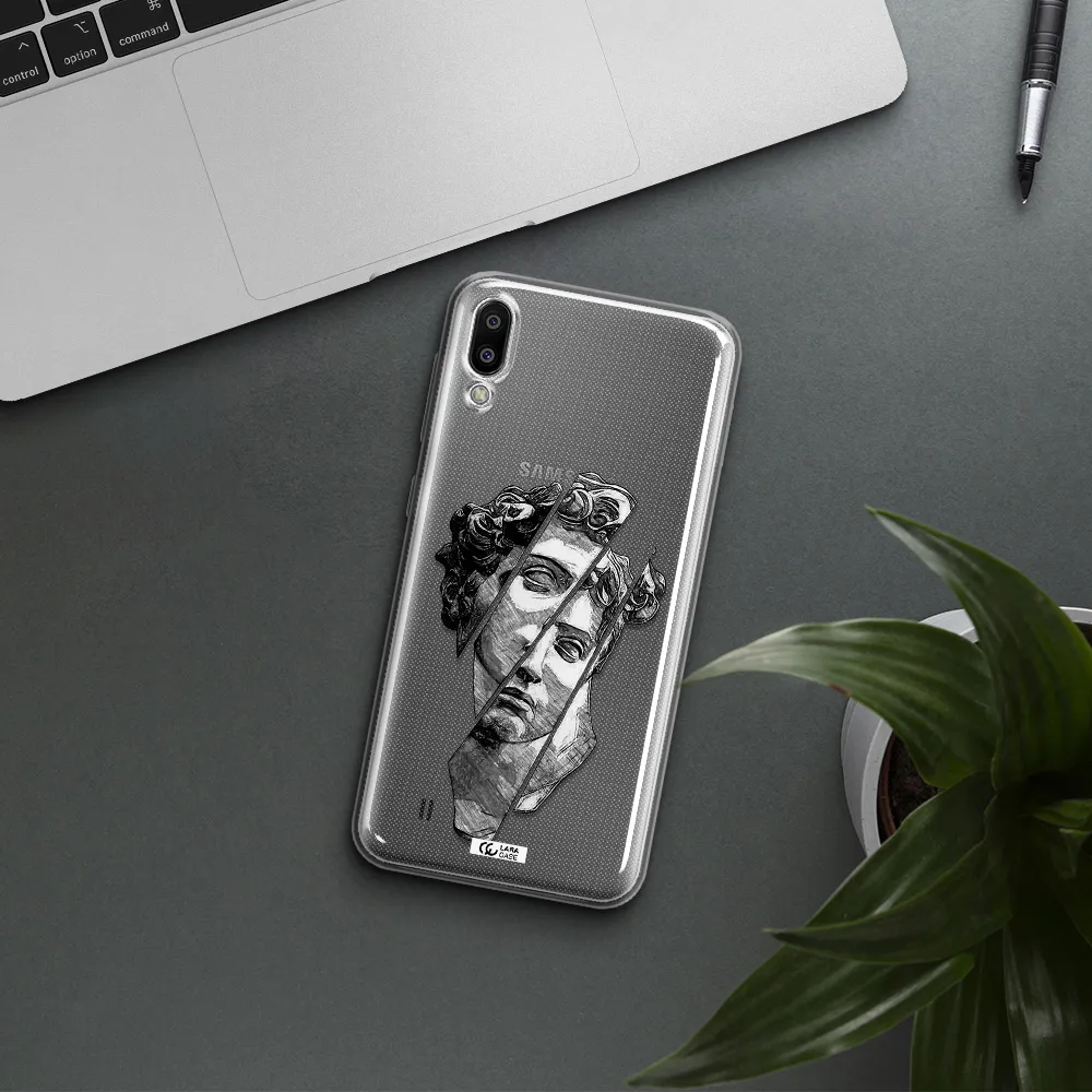 a drawing of a head of a man Samsung M10 Clear TPU Case