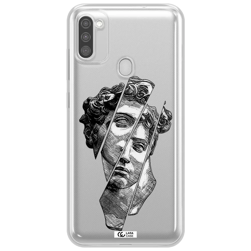 a drawing of a head of a man Samsung M11 Clear TPU Case