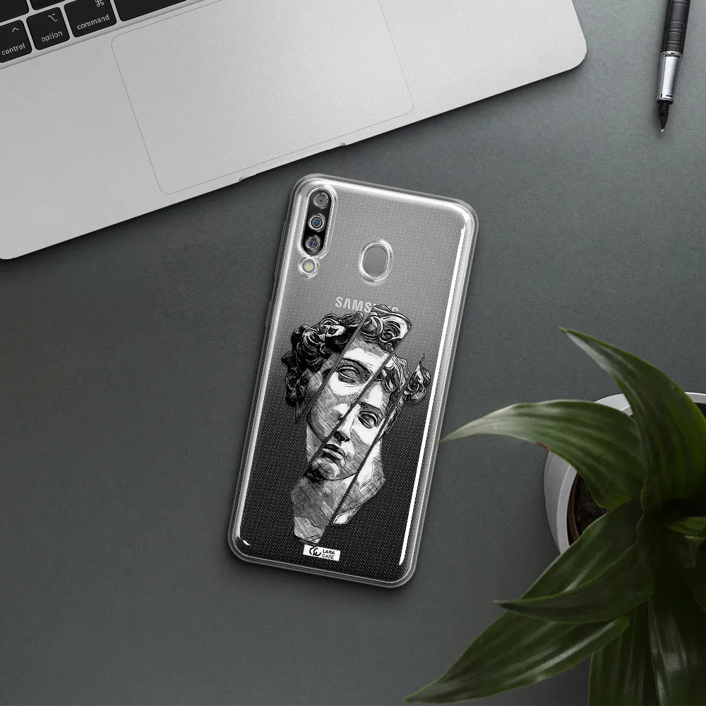 a drawing of a head of a man Samsung M30 Clear TPU Case