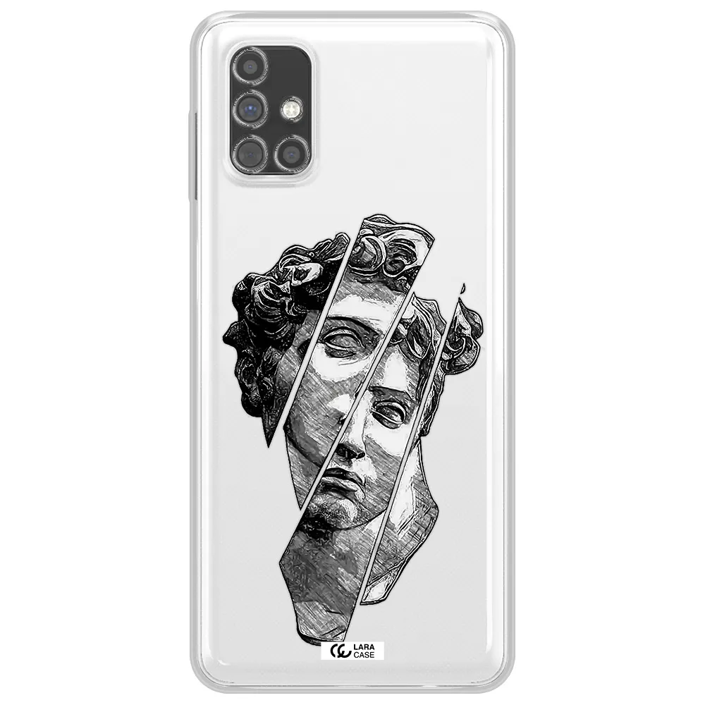 a drawing of a head of a man Samsung M31S Clear TPU Case