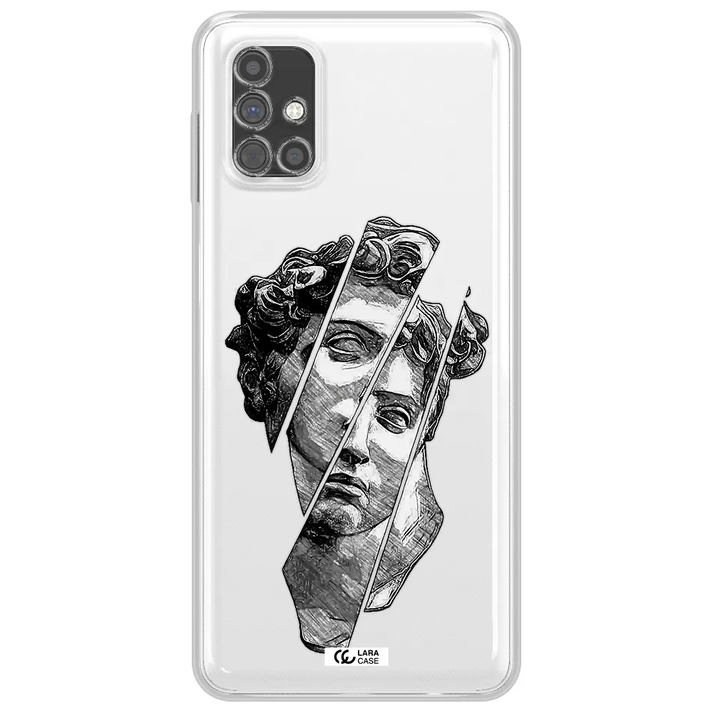 a drawing of a head of a man Samsung M51 Clear TPU Case