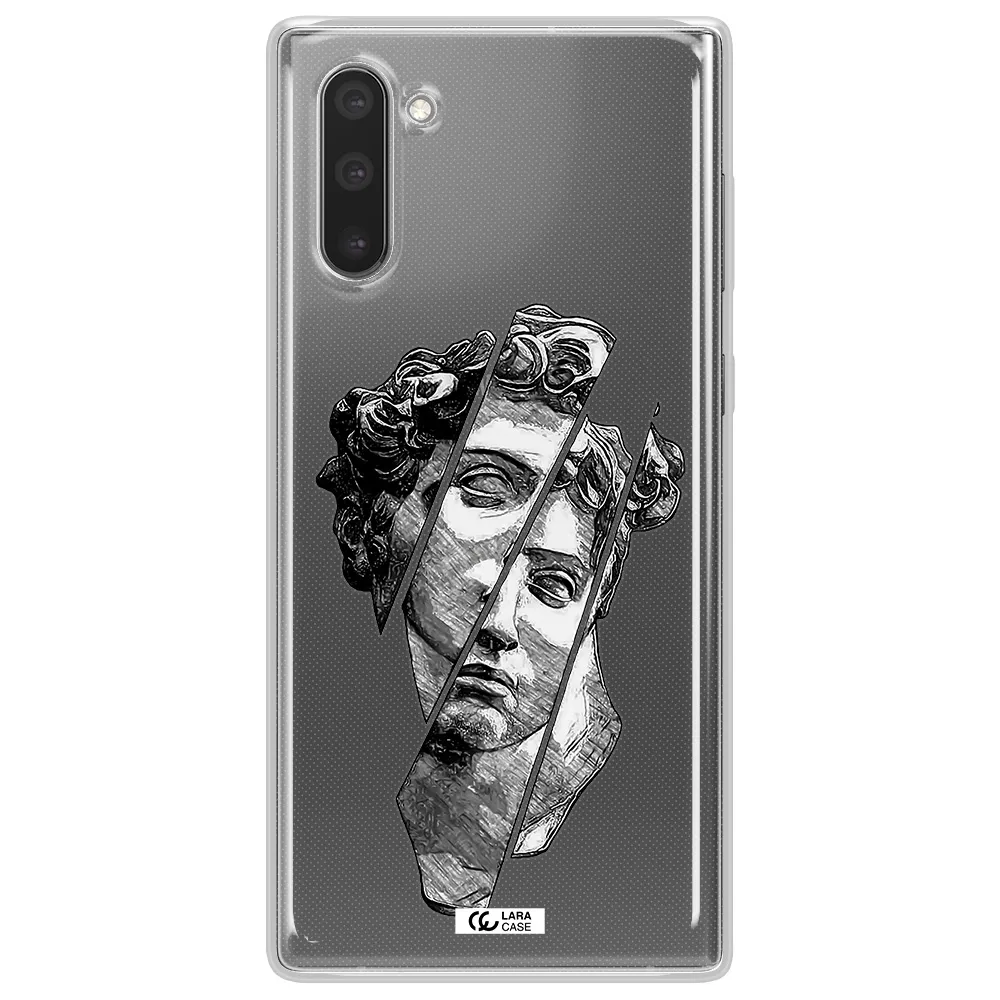a drawing of a head of a man Samsung Note 10 Clear TPU Case