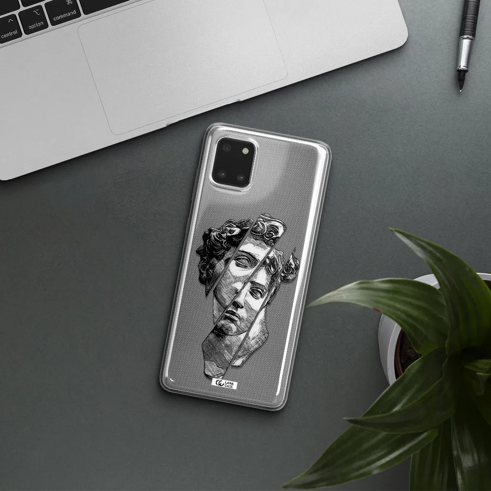 a drawing of a head of a man Samsung Note 10 Lite Clear TPU Case