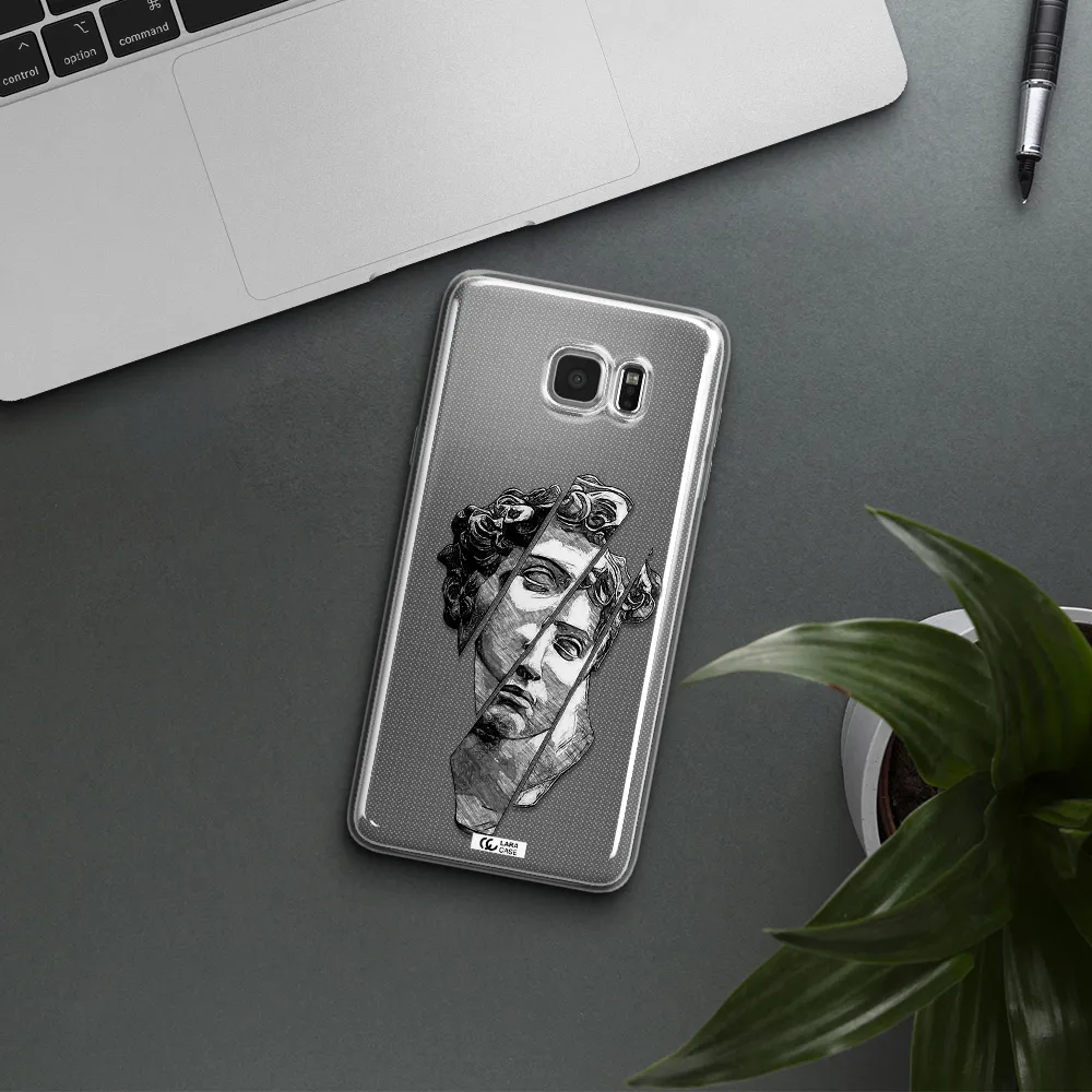 a drawing of a head of a man Samsung Note 5 Clear TPU Case