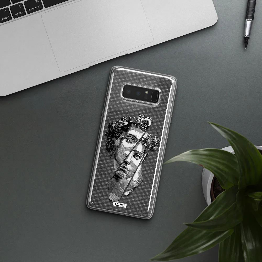 a drawing of a head of a man Samsung Note 8 Clear TPU Case