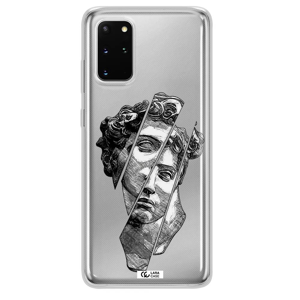 a drawing of a head of a man Samsung S 20 Plus Clear TPU Case