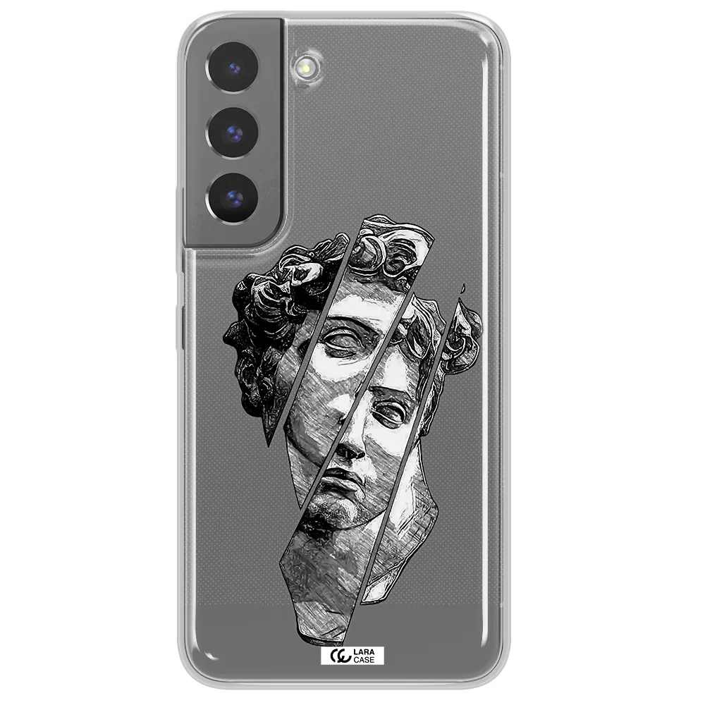 a drawing of a head of a man Samsung S 22 Clear TPU Case