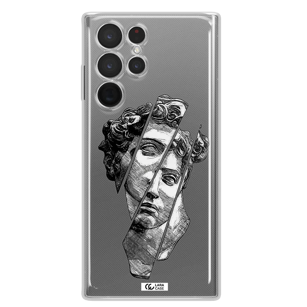 a drawing of a head of a man Samsung S 22 Ultra Clear TPU Case