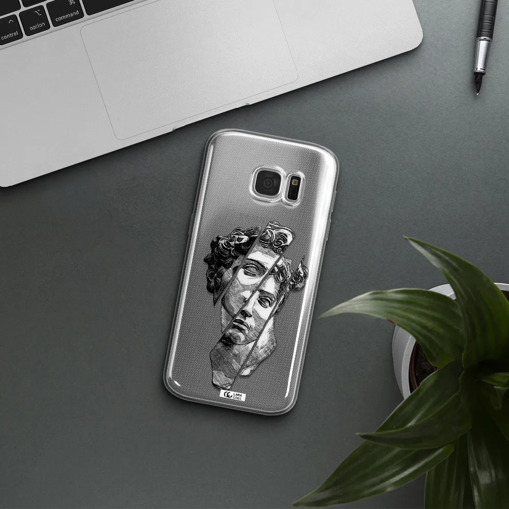 a drawing of a head of a man Samsung S 7 Clear TPU Case