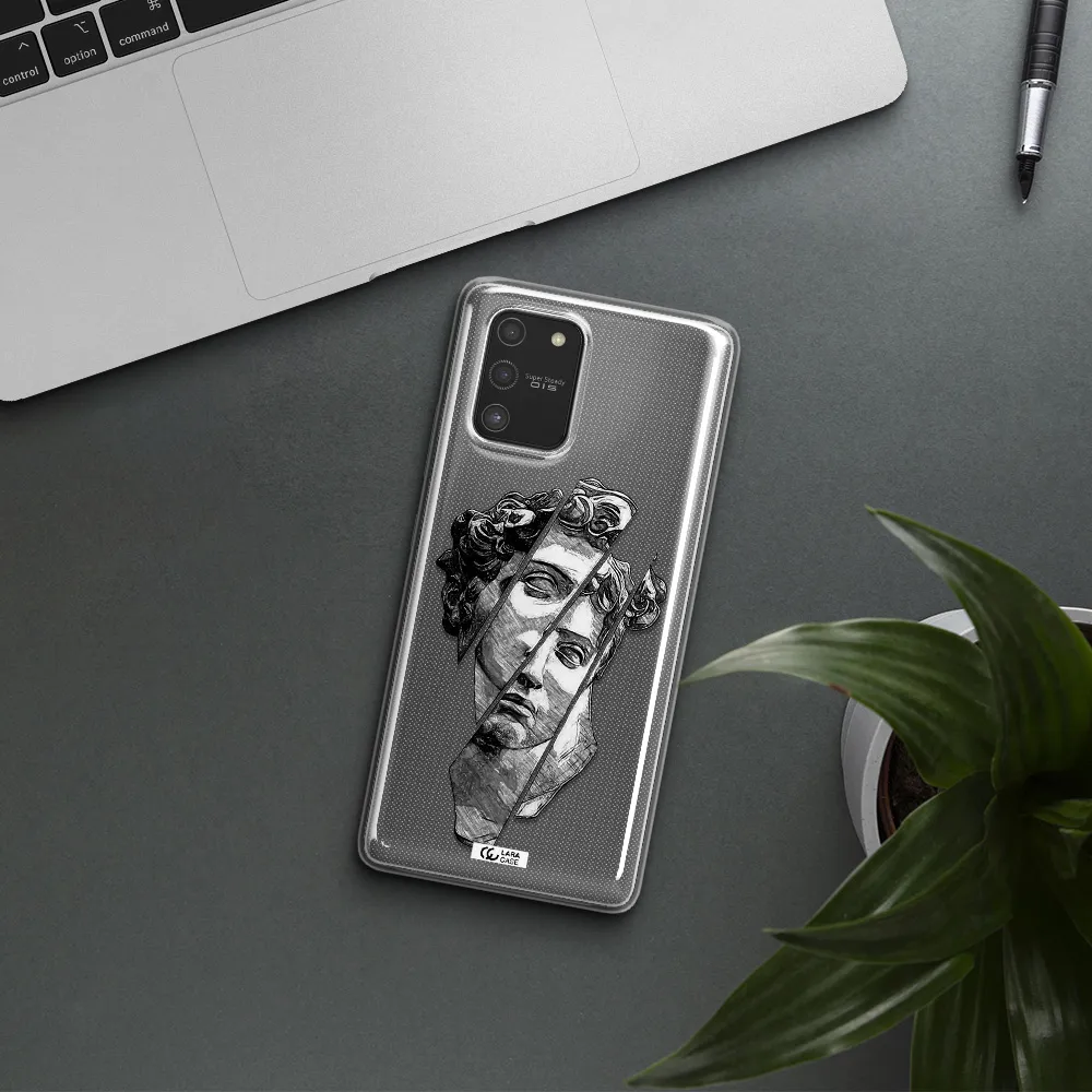 a drawing of a head of a man Samsung S10 Lite Clear TPU Case