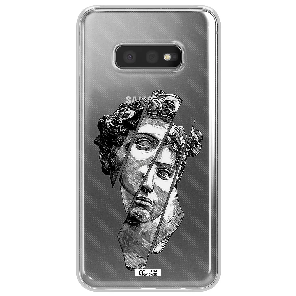 a drawing of a head of a man Samsung S10e Clear TPU Case