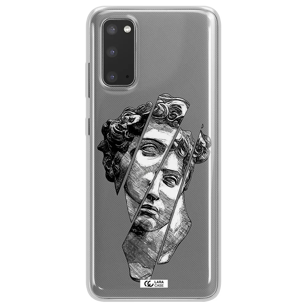 a drawing of a head of a man Samsung S20 Clear TPU Case