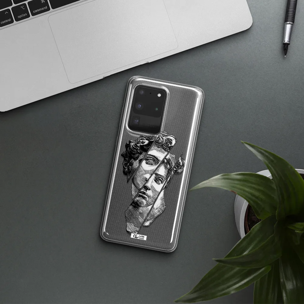 a drawing of a head of a man Samsung S20 Ultra Clear TPU Case