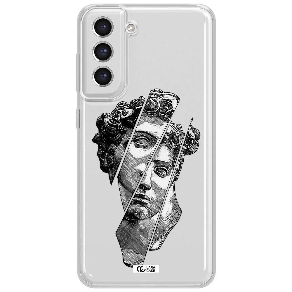 A Drawing Of A Head Of A Man Samsung S21 Fe Clear Tpu Case