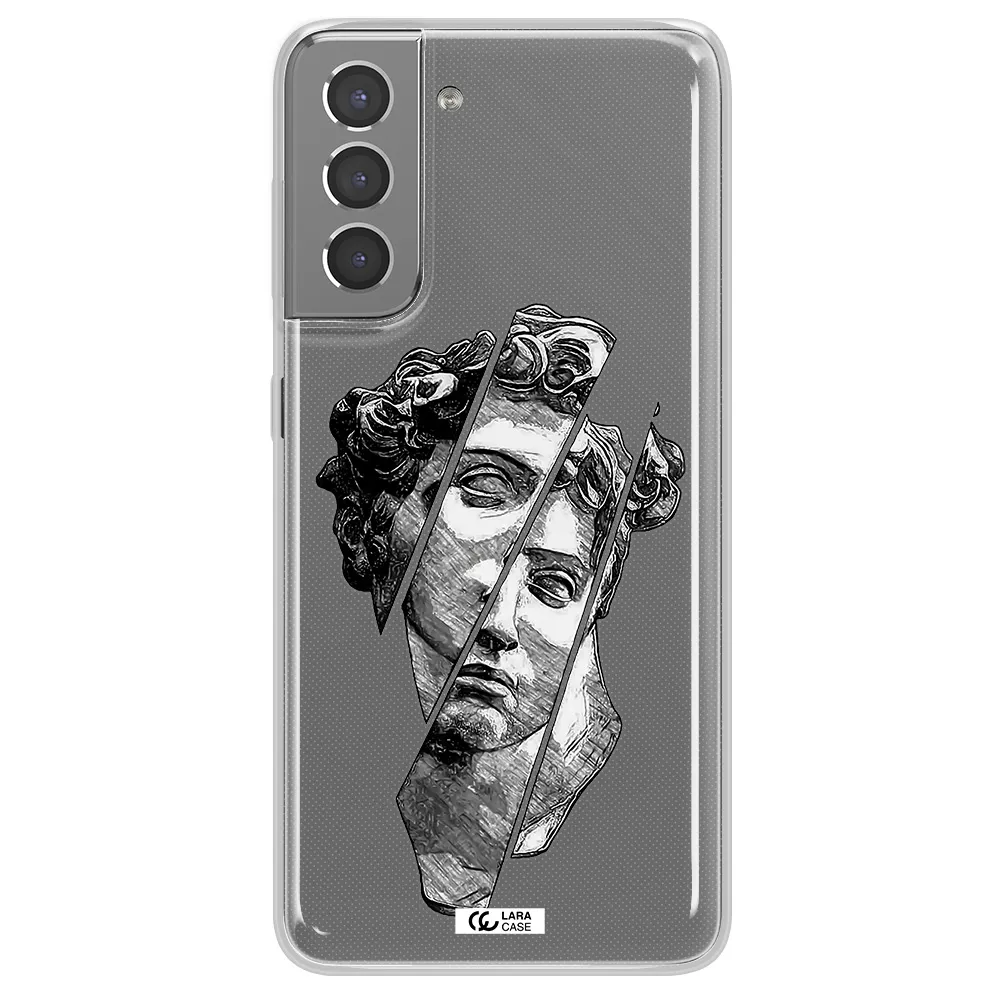 a drawing of a head of a man Samsung S21 Plus Clear TPU Case