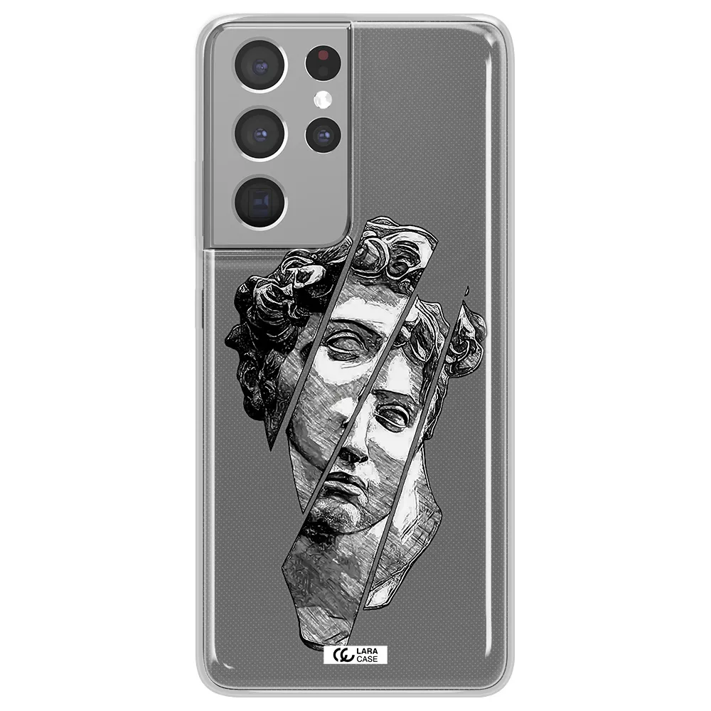 a drawing of a head of a man Samsung S21 Ultra Clear TPU Case