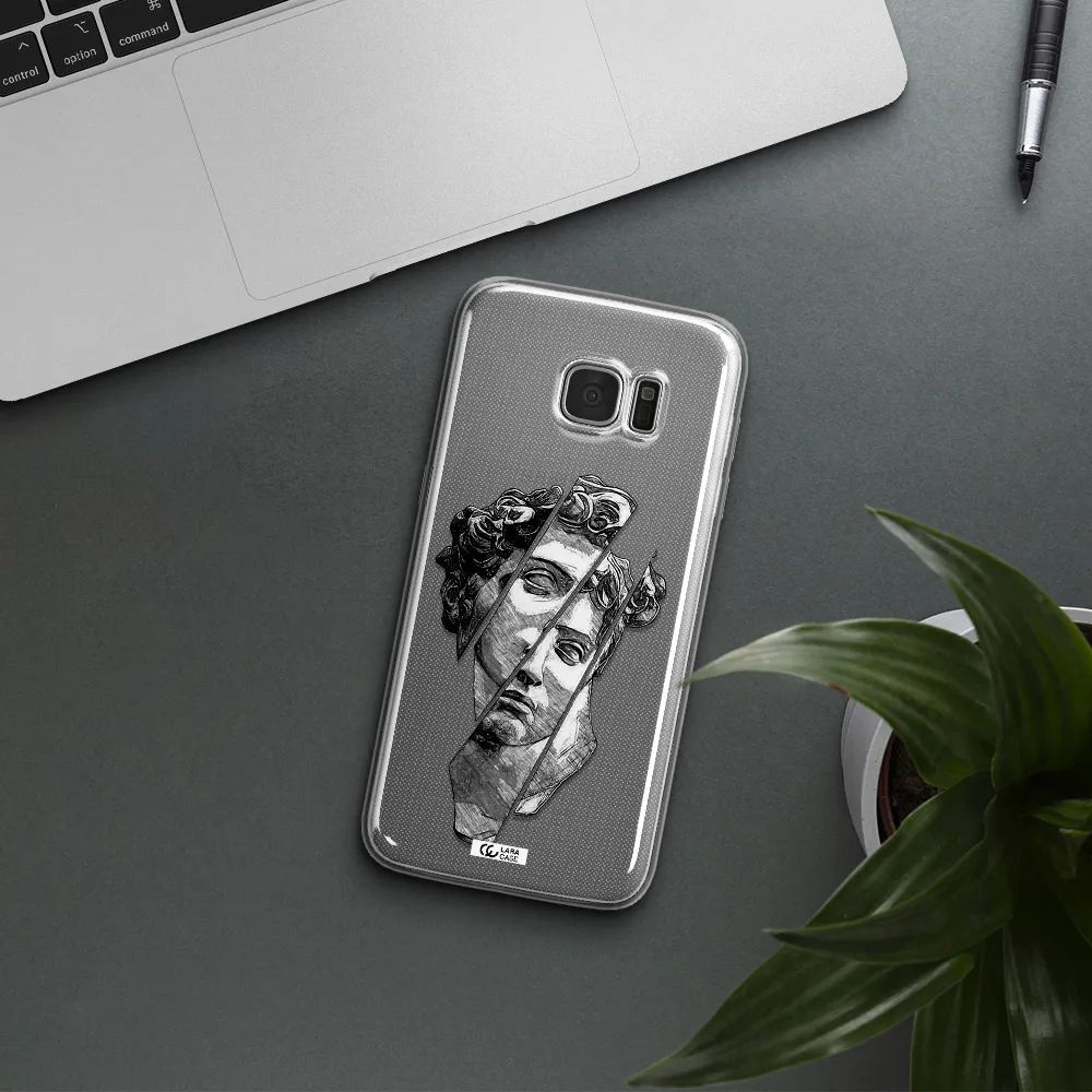 a drawing of a head of a man Samsung S7 Edge Clear TPU Case