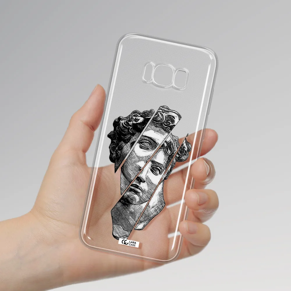 a drawing of a head of a man Samsung S8 Clear TPU Case