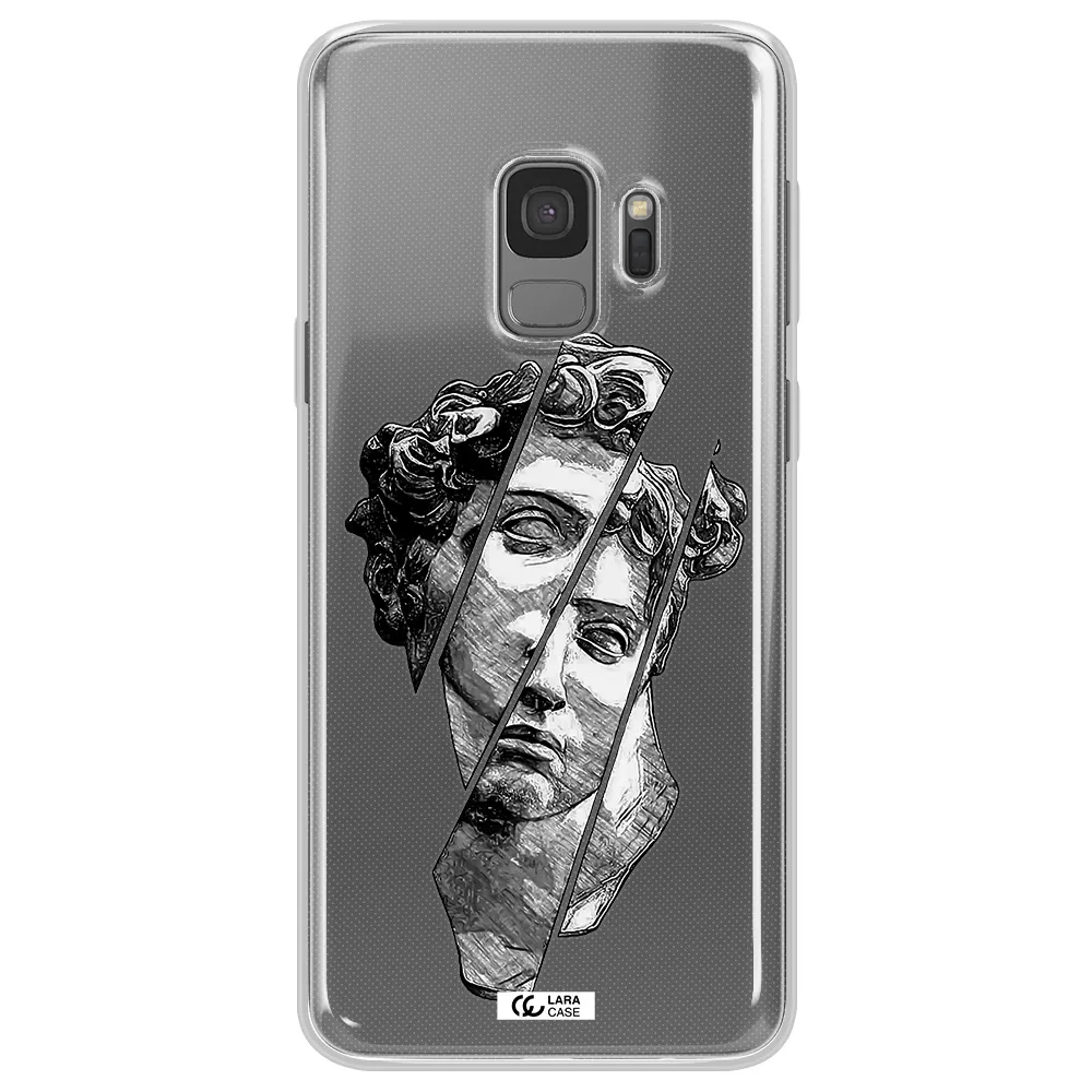 a drawing of a head of a man Samsung S9 Clear TPU Case