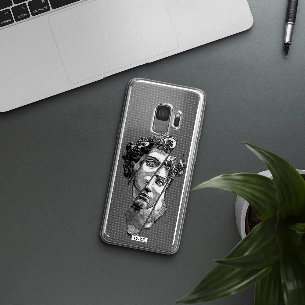 a drawing of a head of a man Samsung S9 Clear TPU Case