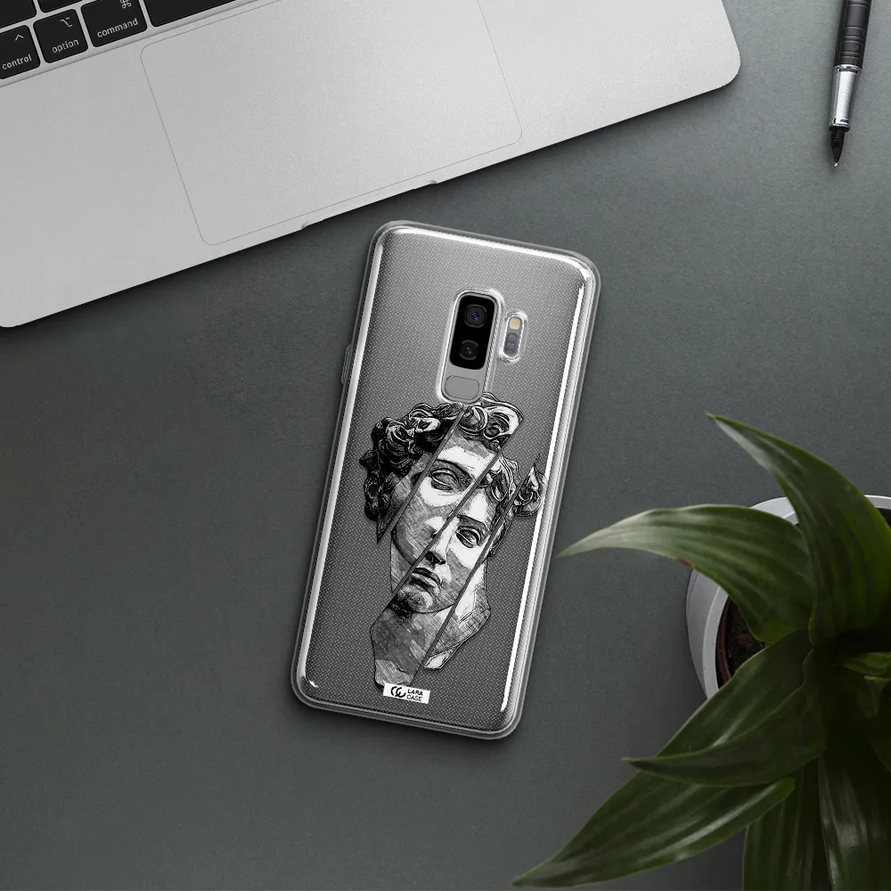 a drawing of a head of a man Samsung S9 Plus Clear TPU Case